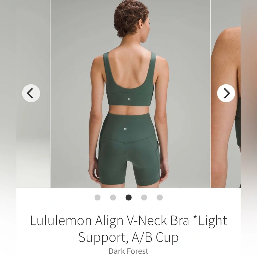 Lululemon Align V-Neck Bra *Light Support,‎ A/B Cup Dark Forest size 4